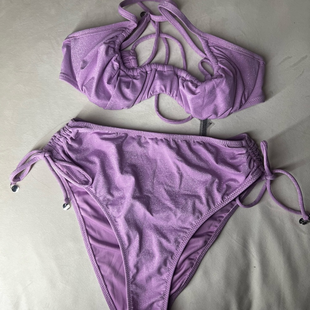 Victoria's Secret Bikini Push Up Top Purple Sparkle 32C never worn